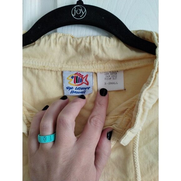 Vintage Sgt. Leisure Maui flip flop yellow draw string cotton pull over - Picture 3 of 7